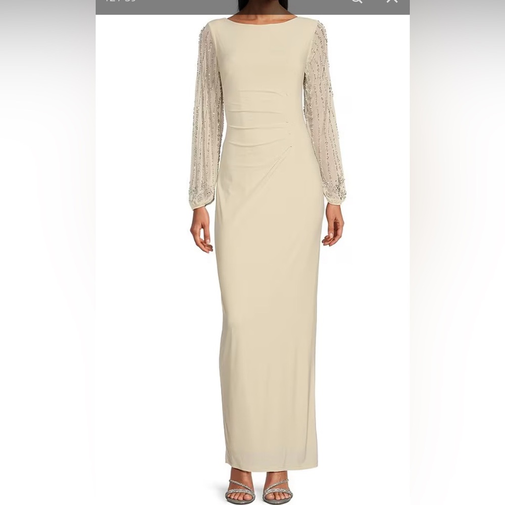 Marina Blush Pink Beaded Maxi Length Gown - Size 12. NWT